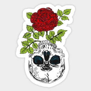 Rose Flower Skull Sticker